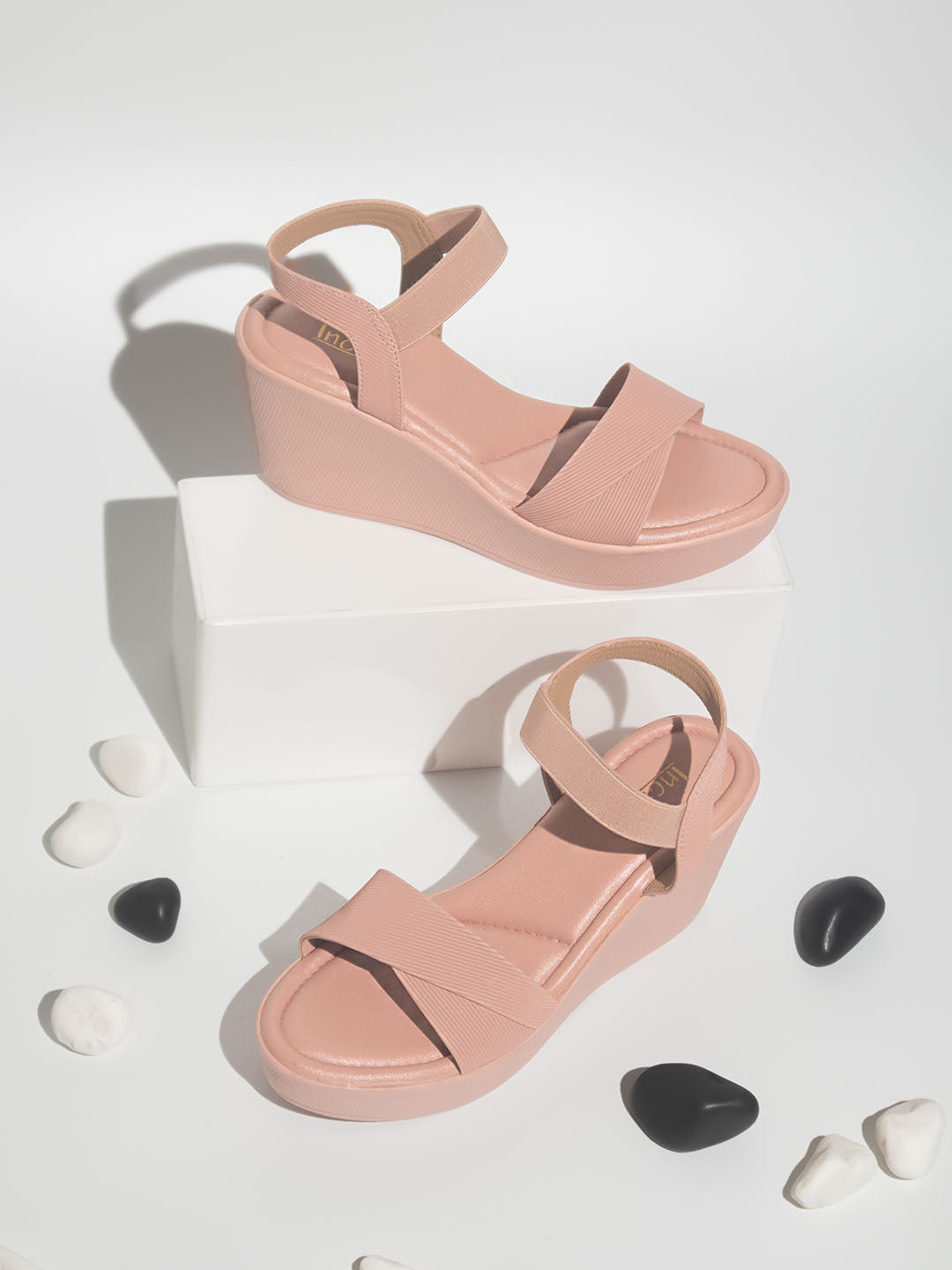 Minimalist Women Peach Wedge Heels