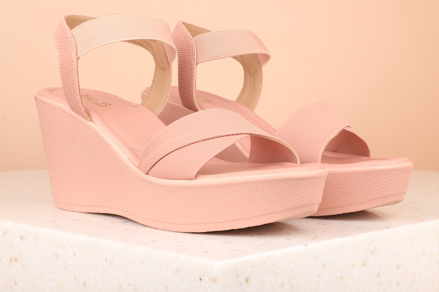Minimalist Women Peach Wedge Heels