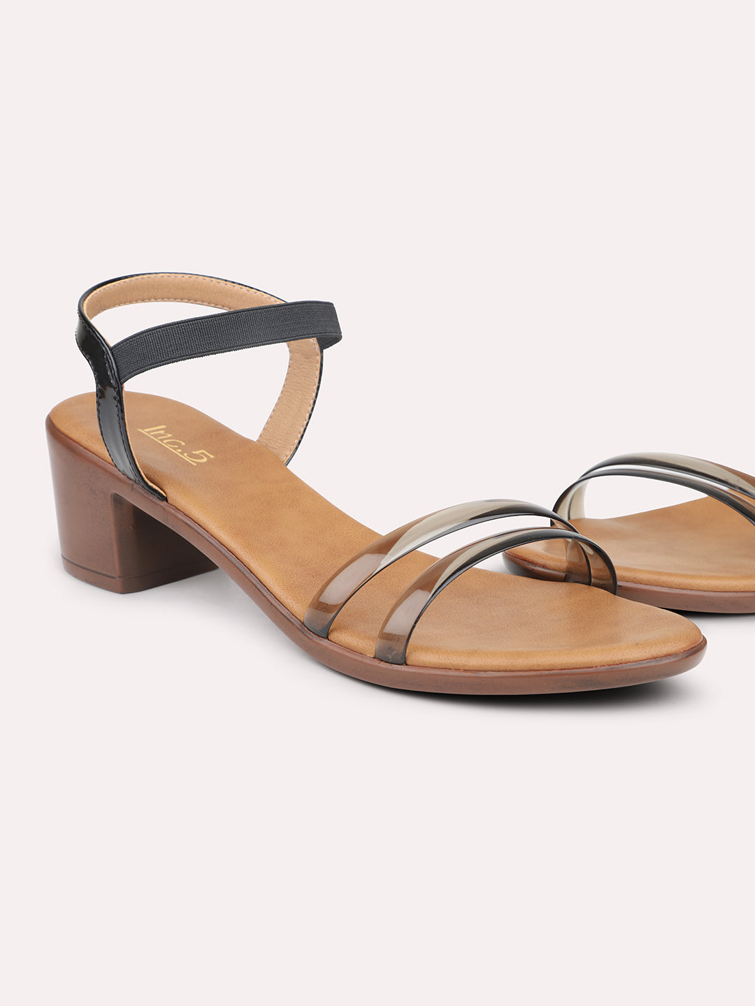 Minimalist Women Black Transparent Solid Block Heels