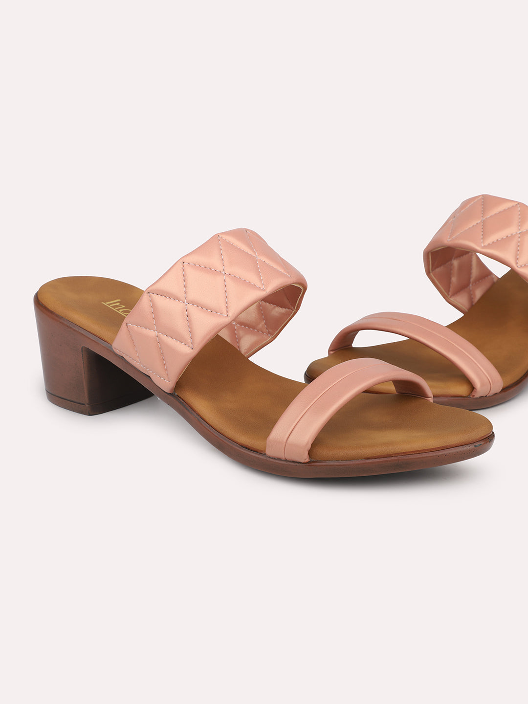 Minimalist Women Pink Solid Block Heels