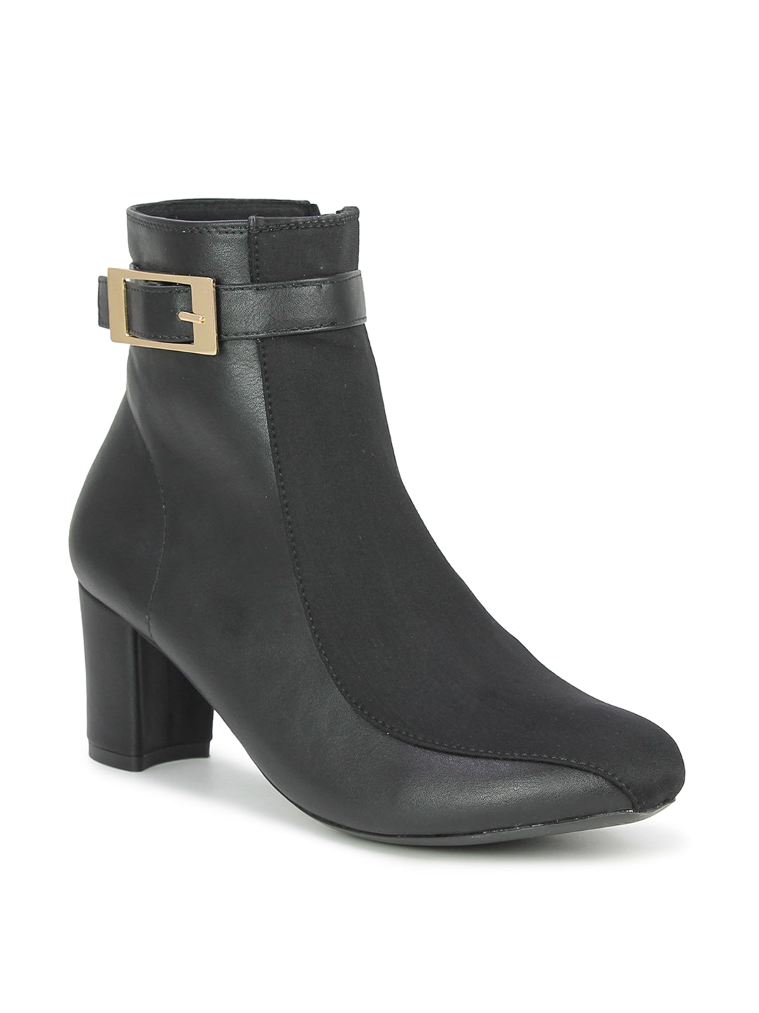 Minimalist Block Heel Winter Wear Boots-Black