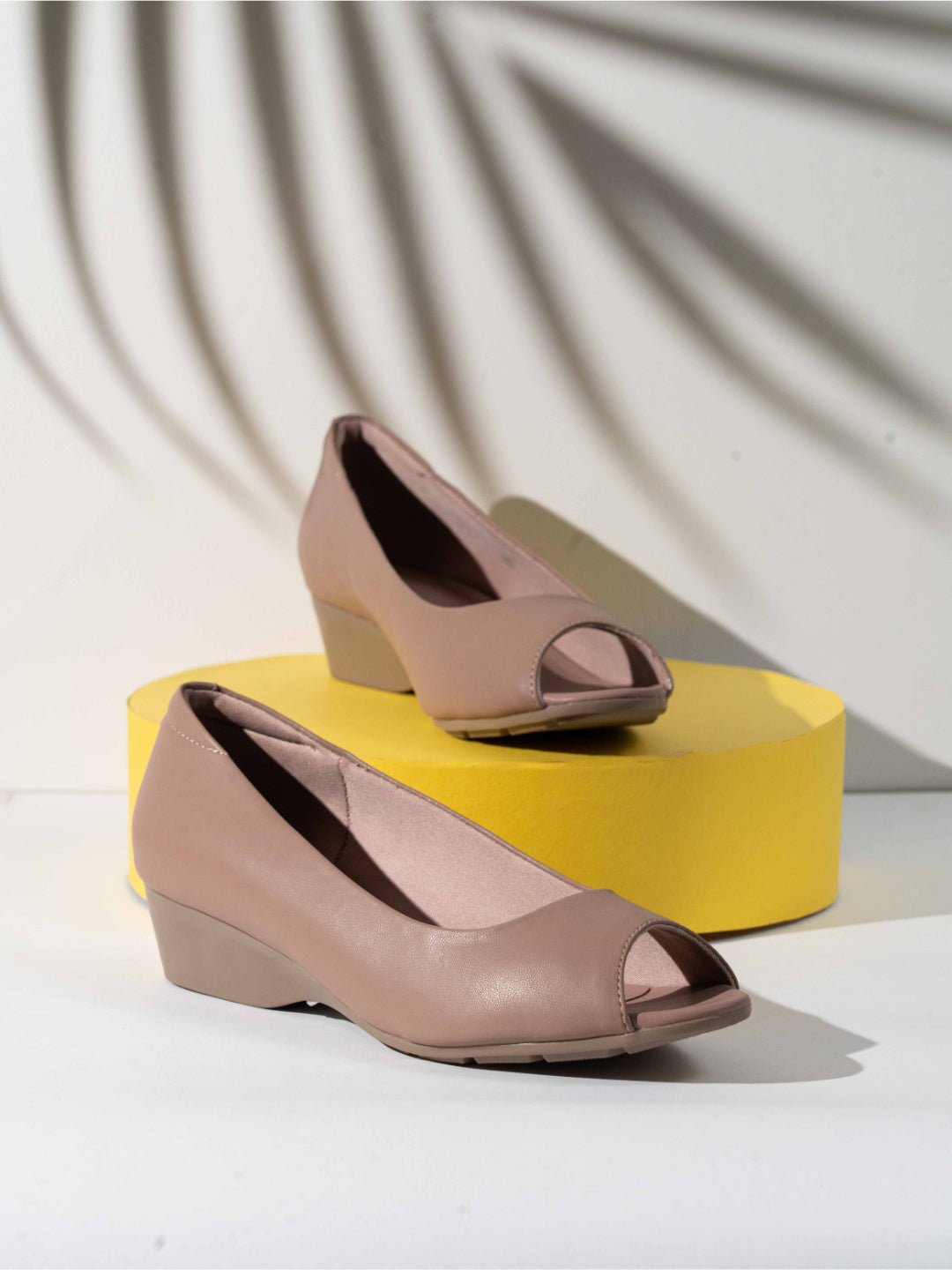 Minimalist Women Nude Peep Toes Wedge Heels