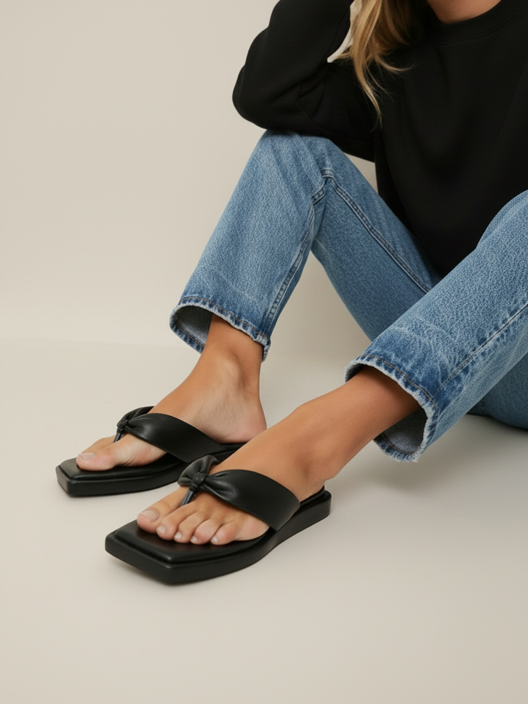 Minimalist Women Black Wedge Flats