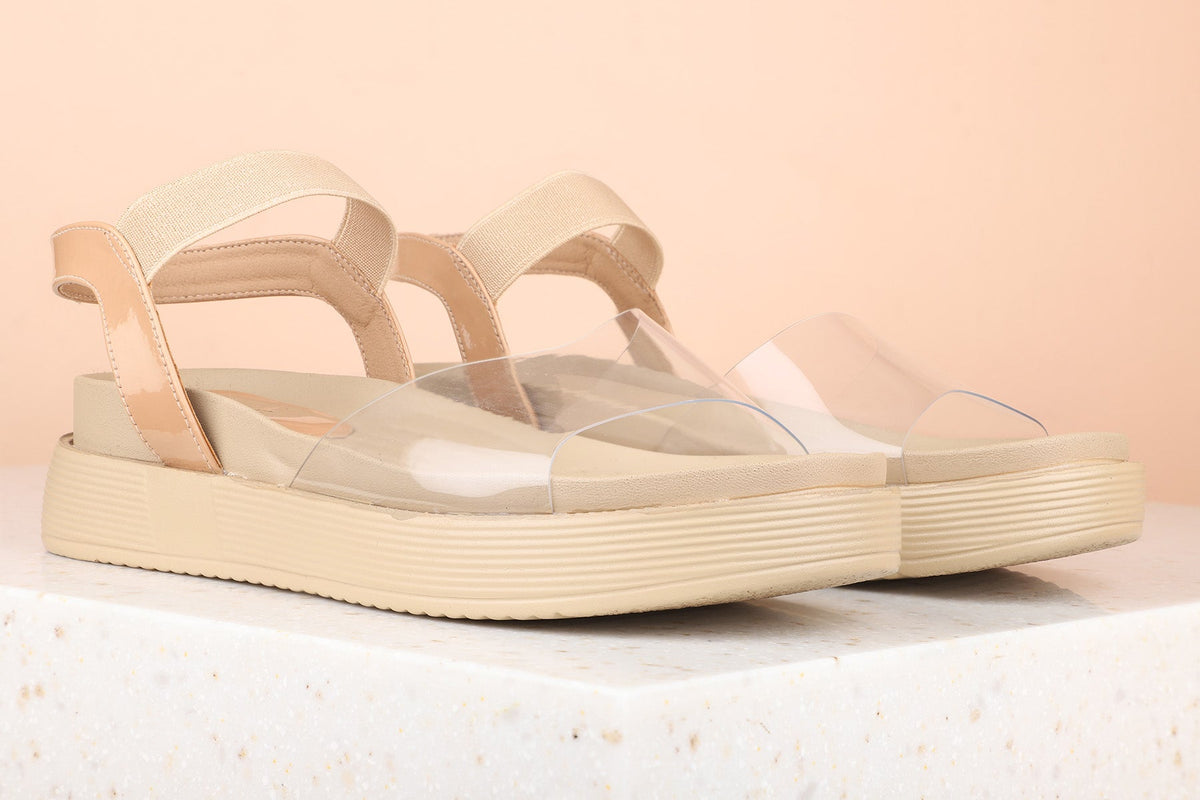 Minimalist Women Beige Wedge Heels