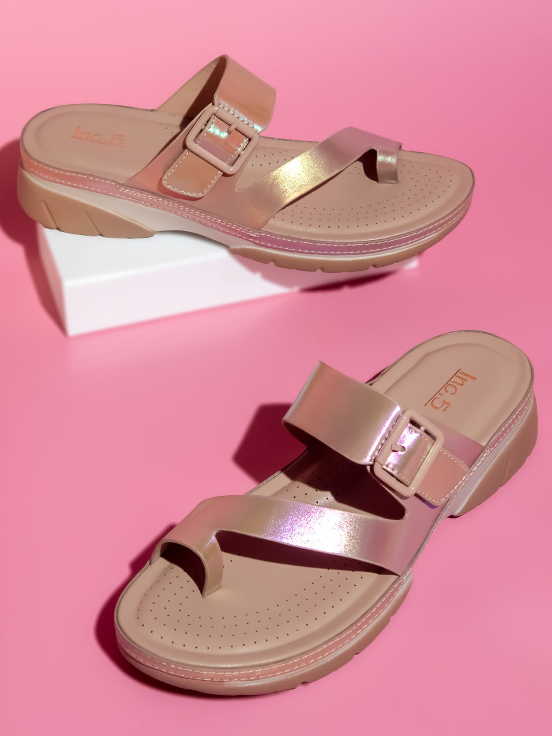 Minimalist Women Rose Gold One Toe Comfort Heels