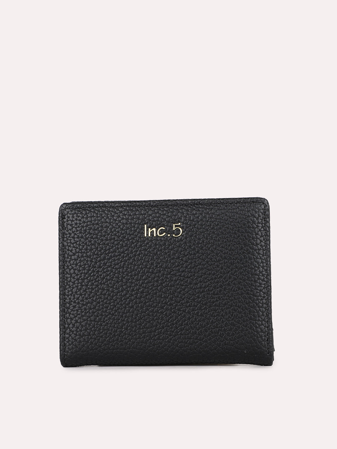 Minimalist Womens Black Textured Wallet With Magnet Lock