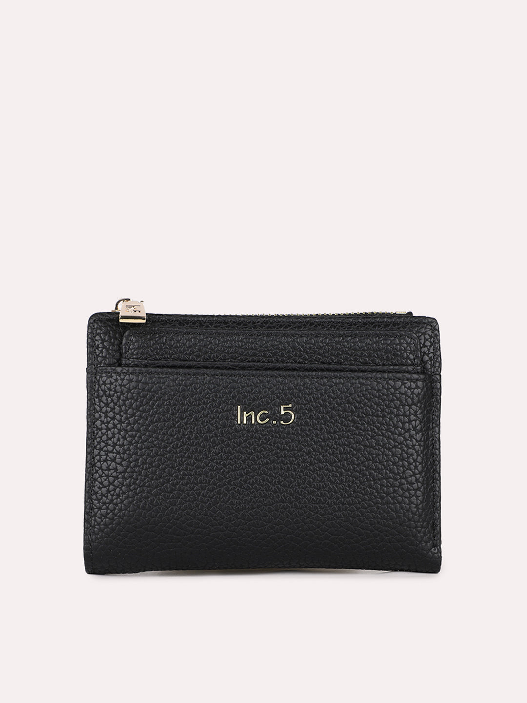 Minimalist Womens Black Casual Textured Wallet With Magnet Lock