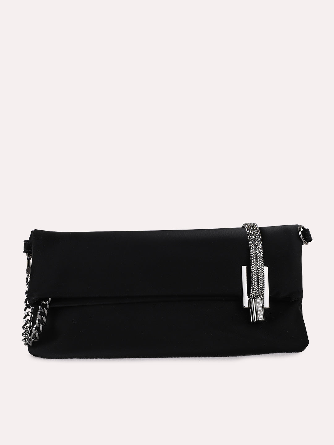 Minimalist Womens Black Sling Bag With Twist Lock For Party Use