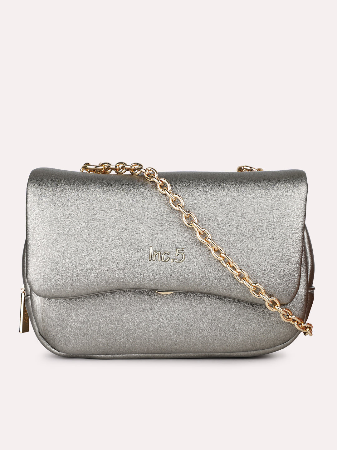 Minimalist Womens Grey Party Solid Sling Bag With Push Lock