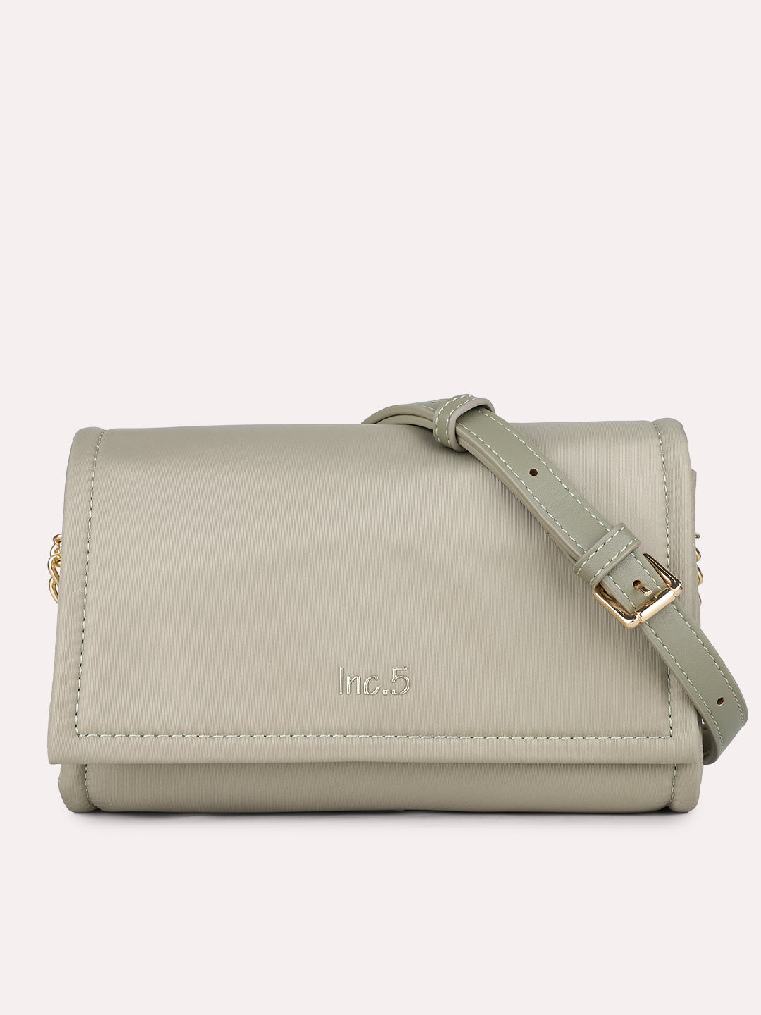Minimalist Womens Green Casual Solid Sling Bag With Magnet Lock