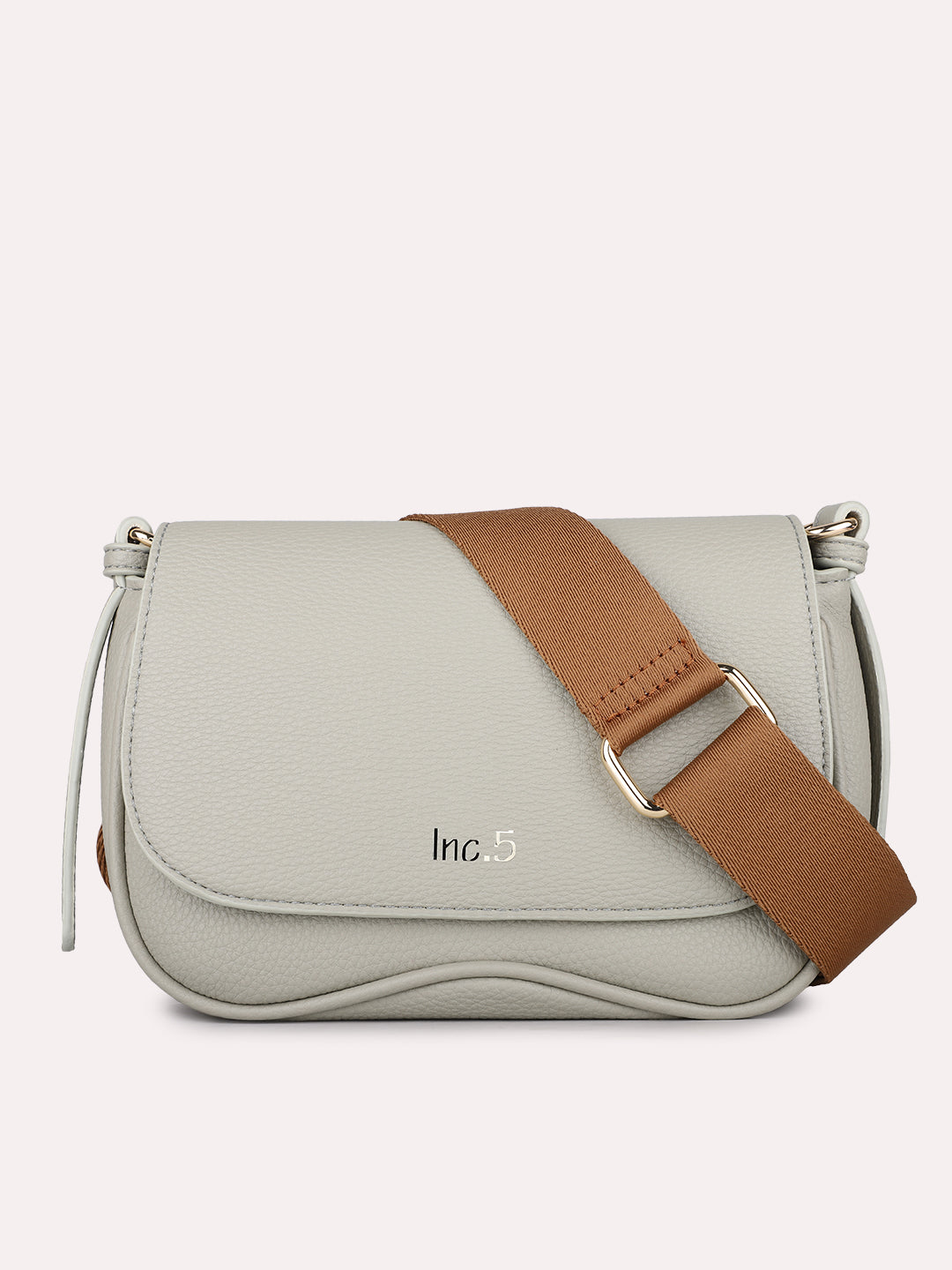 Minimalist Womens Grey Party Textured Sling Bag With Magnet Lock