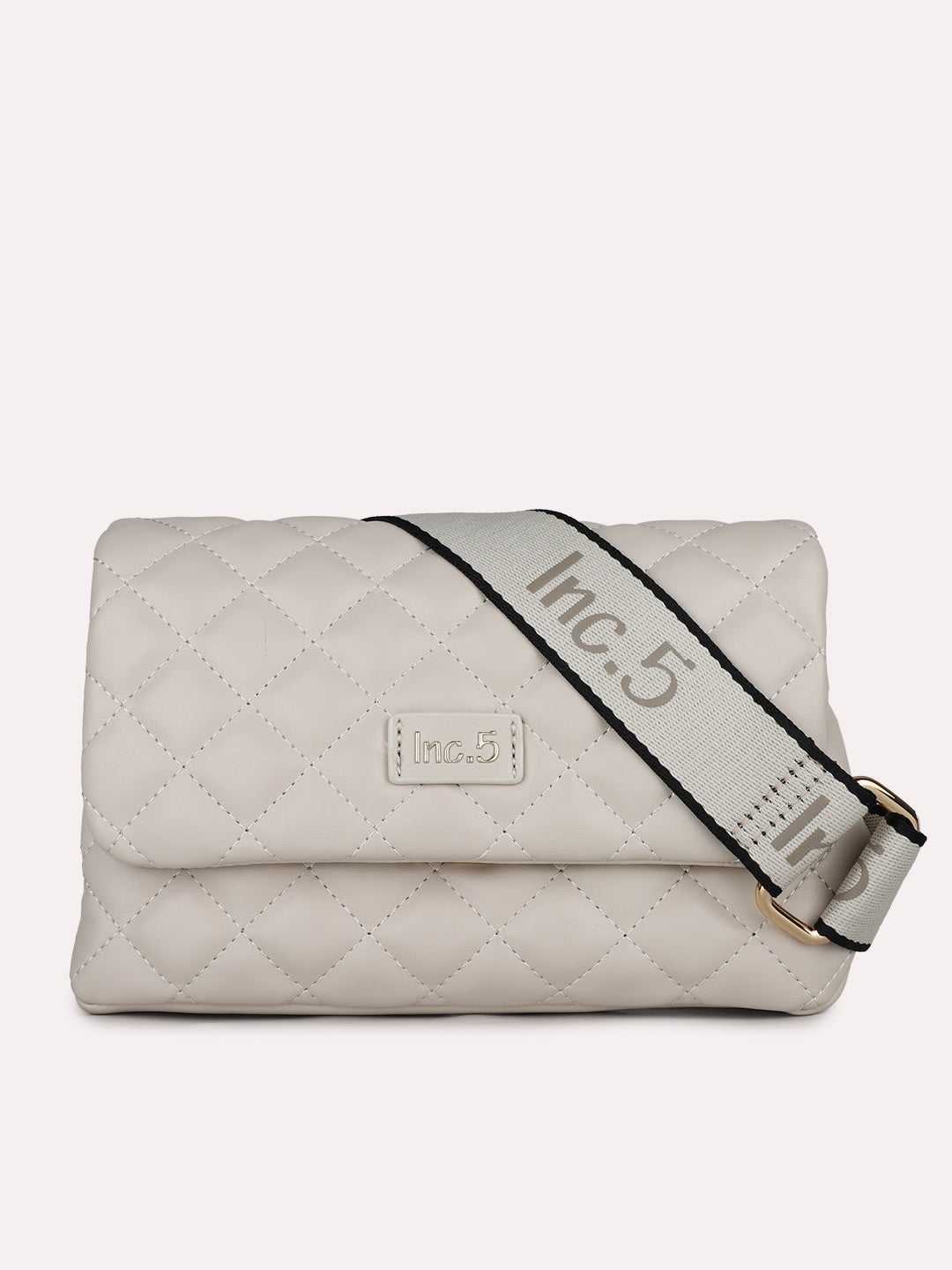 Minimalist Womens Beige Party Textured Sling Bag With Push Lock