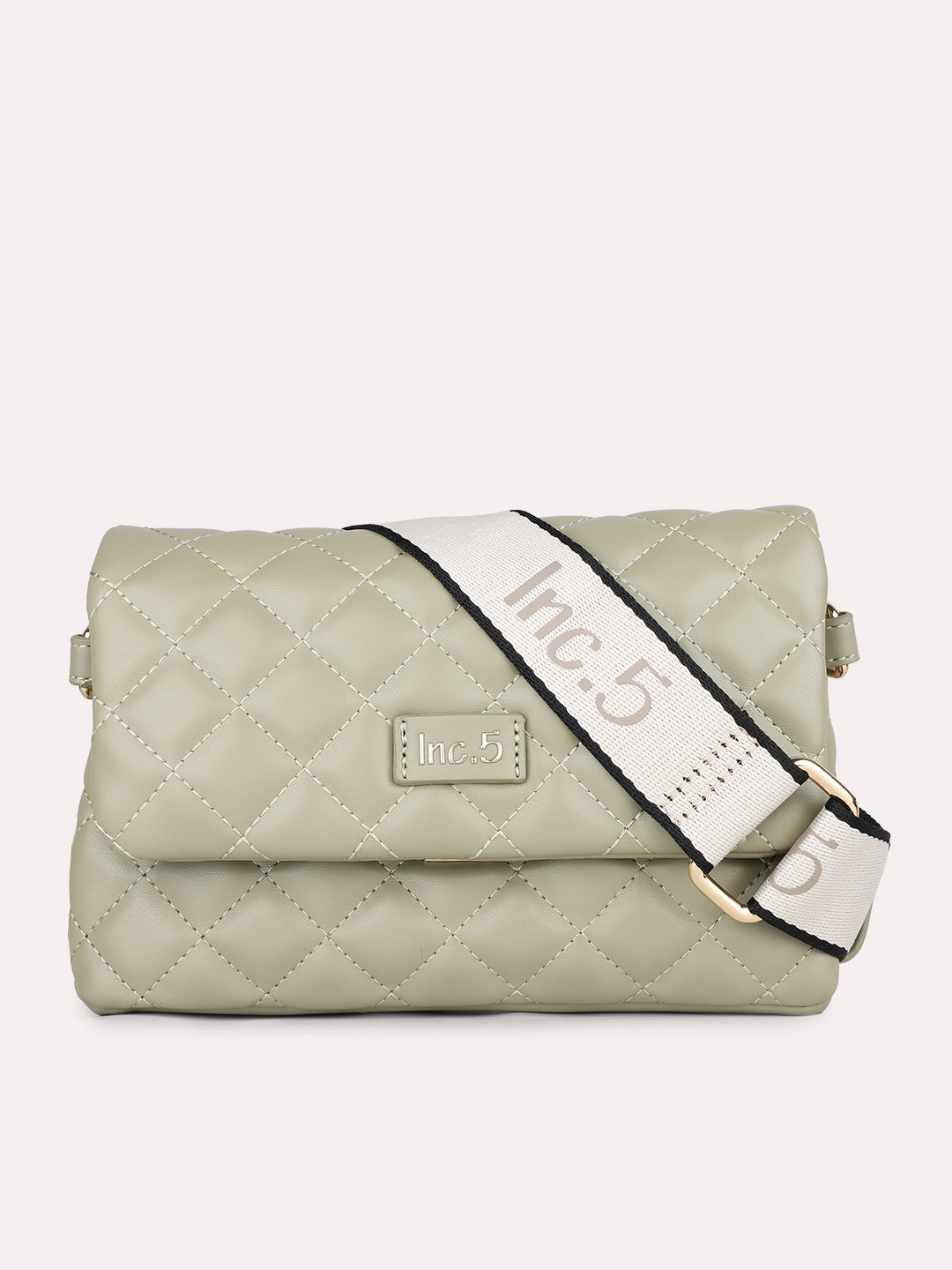 Minimalist Womens Green Party Textured Sling Bag With Push Lock