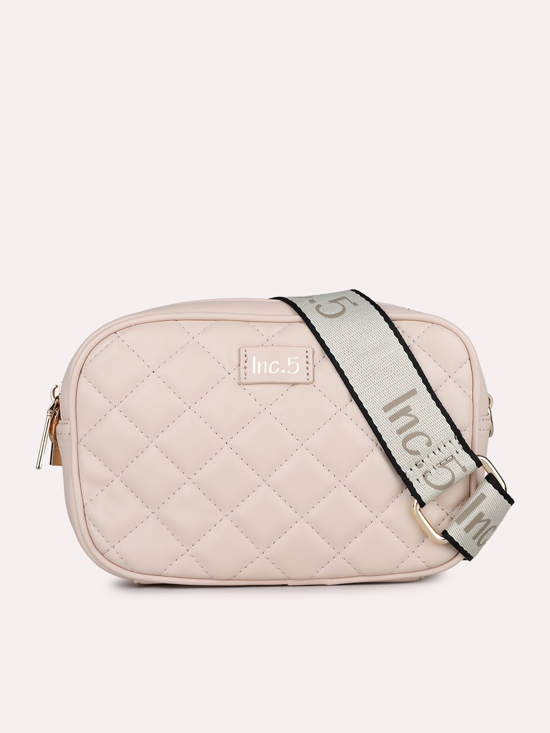 Minimalist Womens Beige Party Textured Sling Bag With Zip