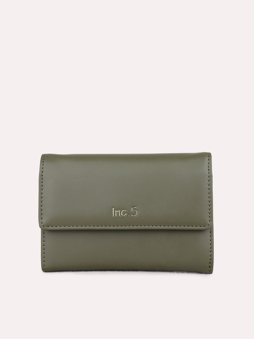 Minimalist Womens Green Casual Wallet With Magnet Lock
