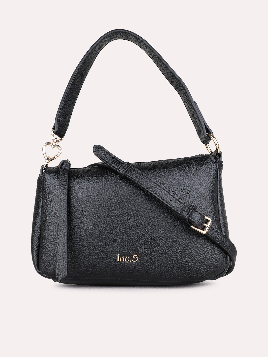 Minimalist Womens Black Shoulder Bag With Zip Lock For Casual