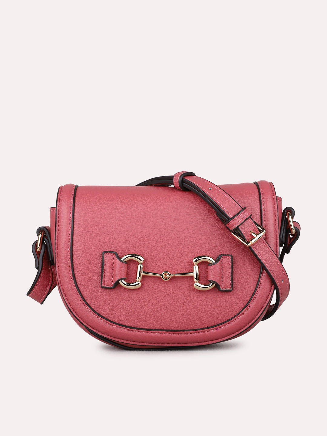 Minimalist Womens Pink Sling Bag With Magnet Button Lock Party