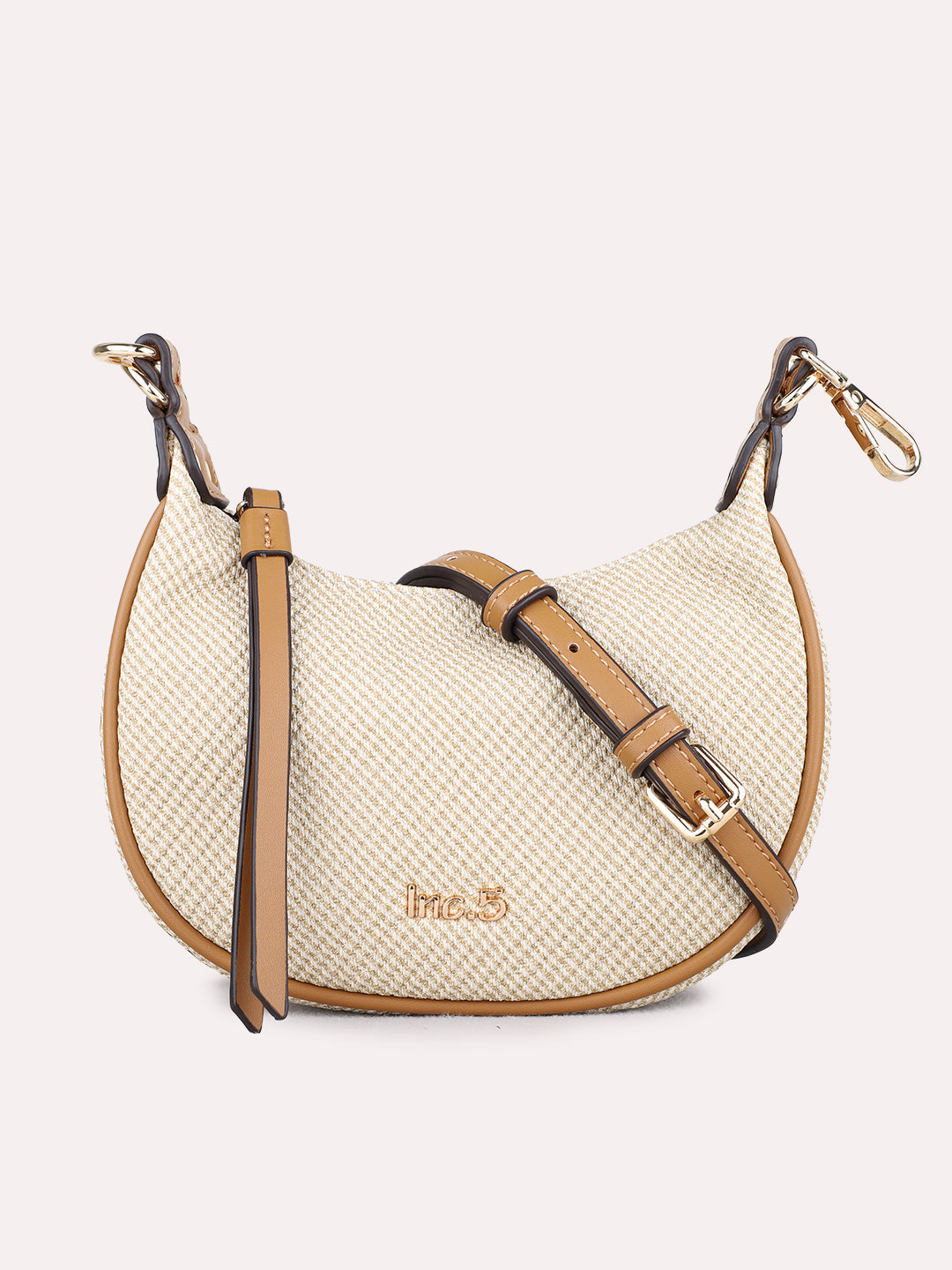 Minimalist Womens Beige Shoulder Bag With Others Lock For Party Use