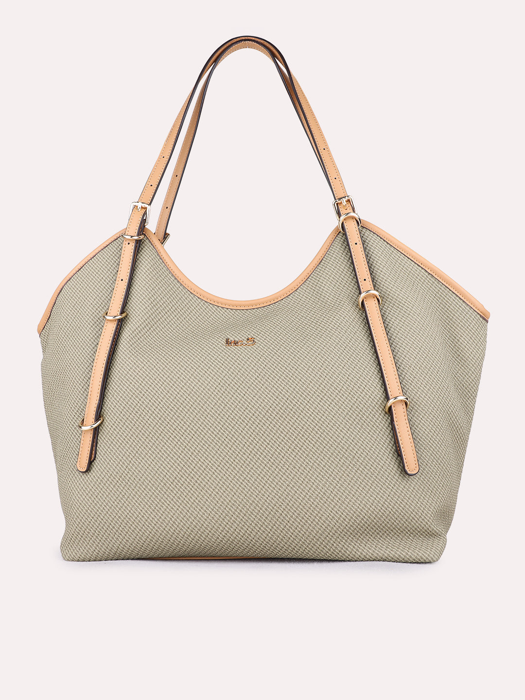 Minimalist Womens Khaki Shoulder Bag With Zip Lock For Party Use