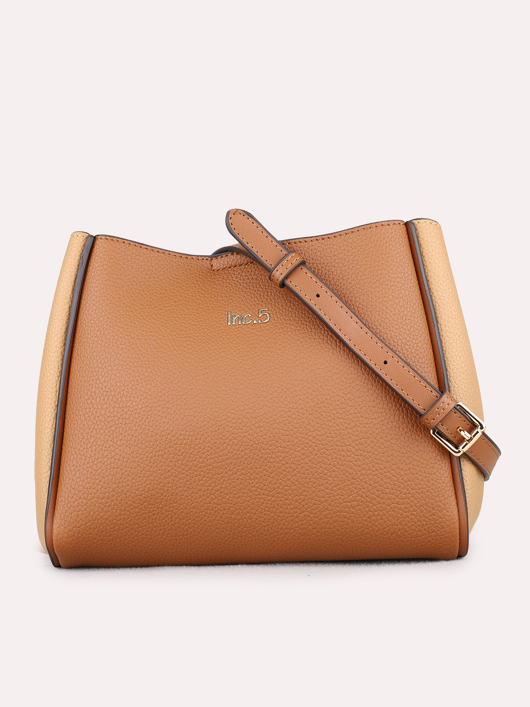 Minimalist Womens Brown Shoulder Bag With Zipper Lock For Party Use