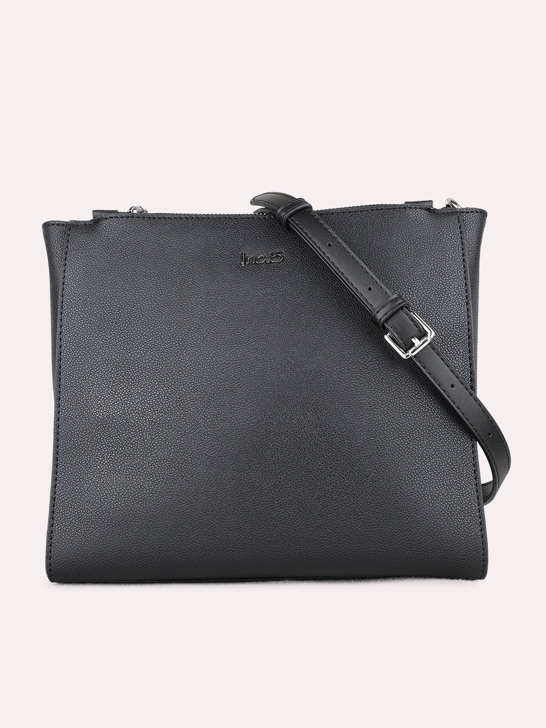 Minimalist Womens Black Shoulder Bag Zip Lock For Party Use