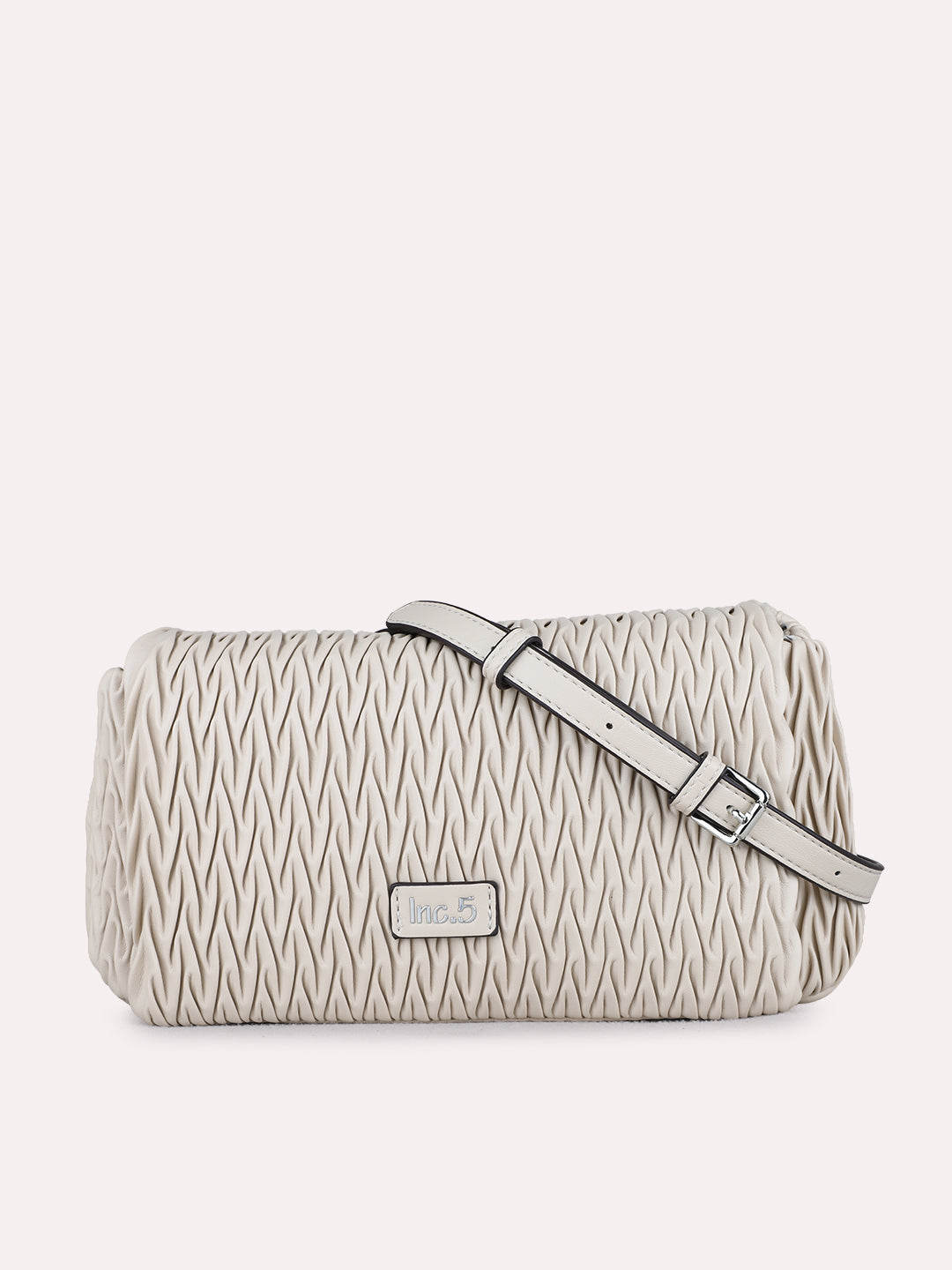 Minimalist Womens Beige Shoulder Bag With Magnet Button Lock For Party