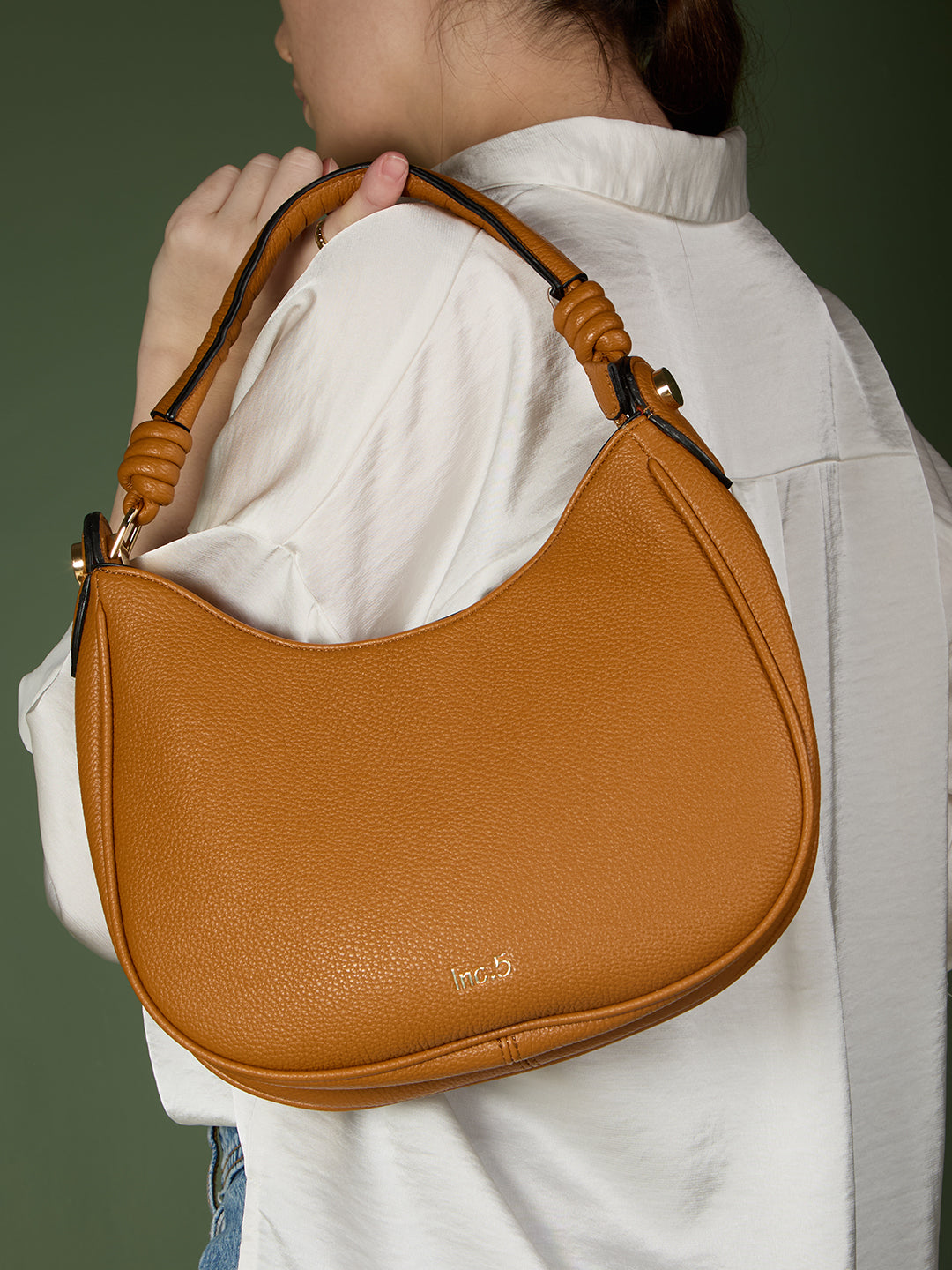 Minimalist Womens Brown Casual Shoulder Bag With Zip Lock
