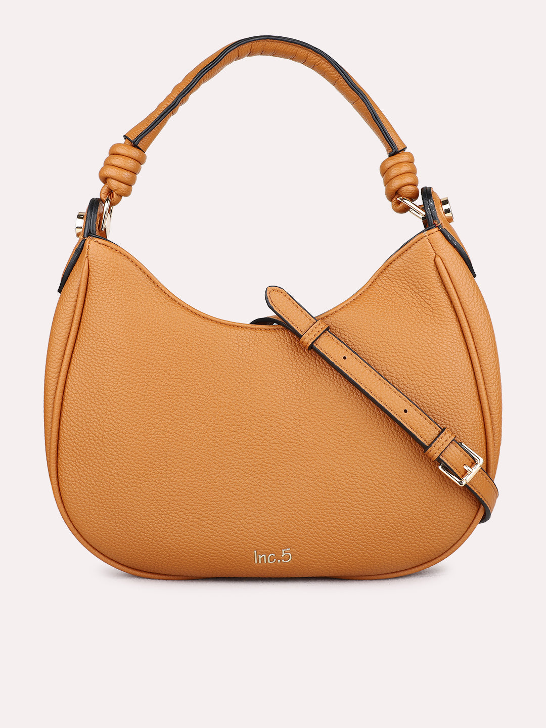 Minimalist Womens Brown Casual Shoulder Bag With Zip Lock