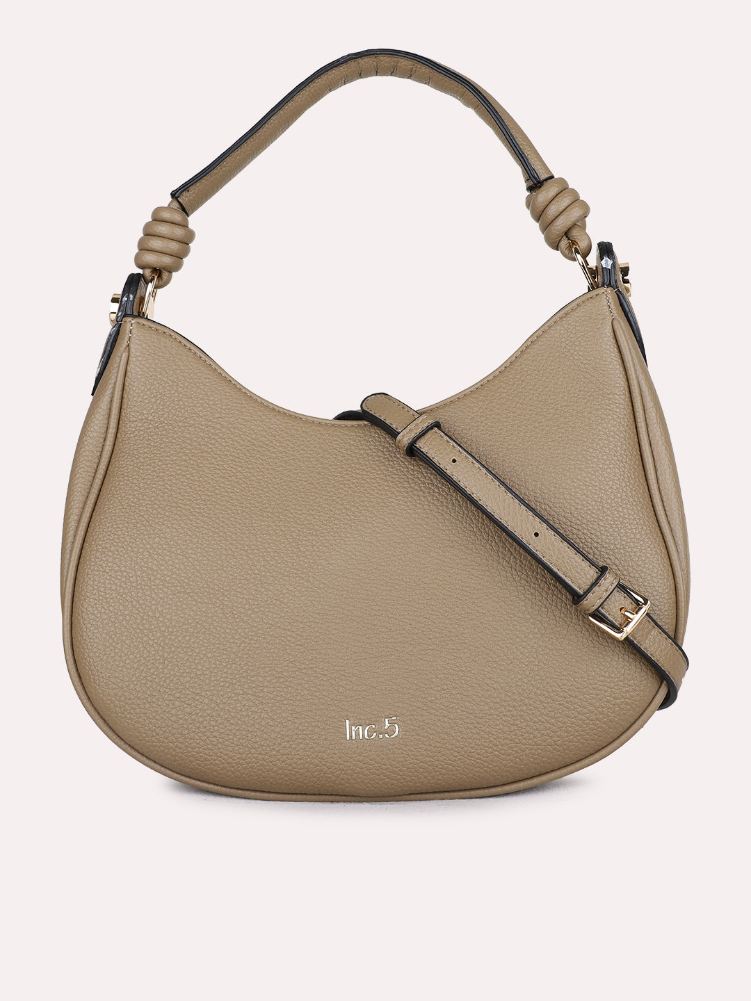 Minimalist Womens Taupe Casual Shoulder Bag With Zip Lock