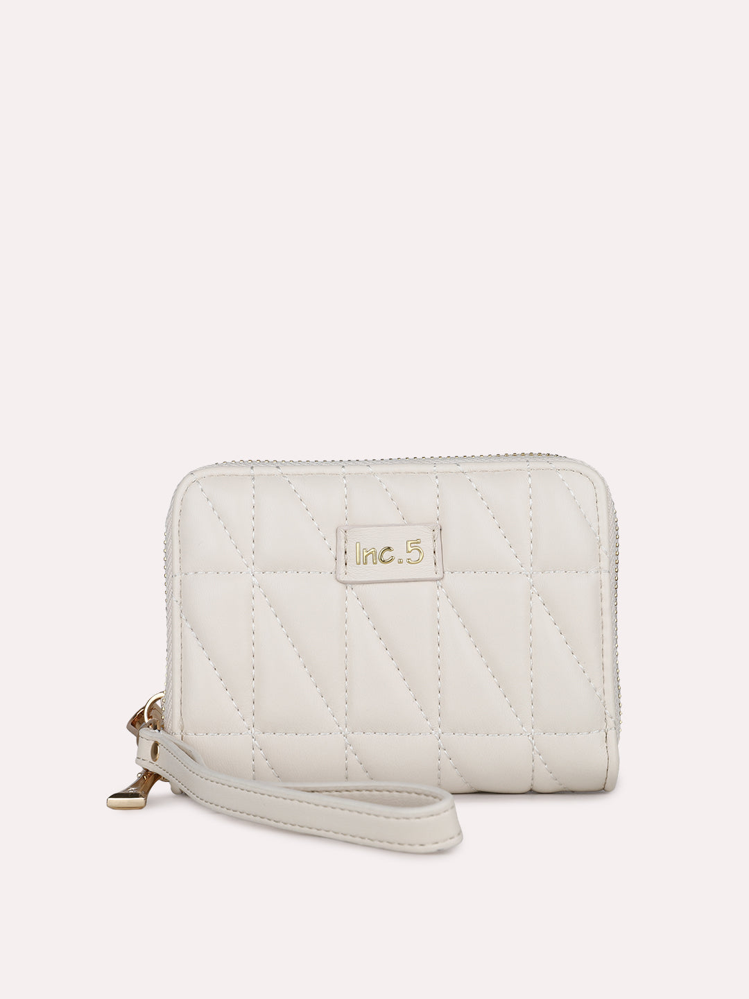 Minimalist Womens White Party Textured Wallet With Zip Lock