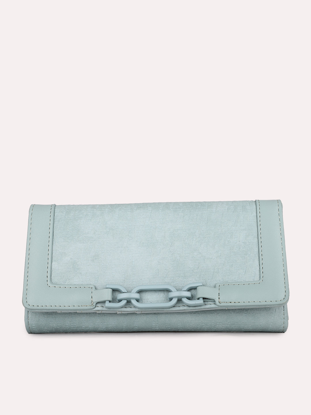 Minimalist Womens Green Party Textured Wallet With Push Lock