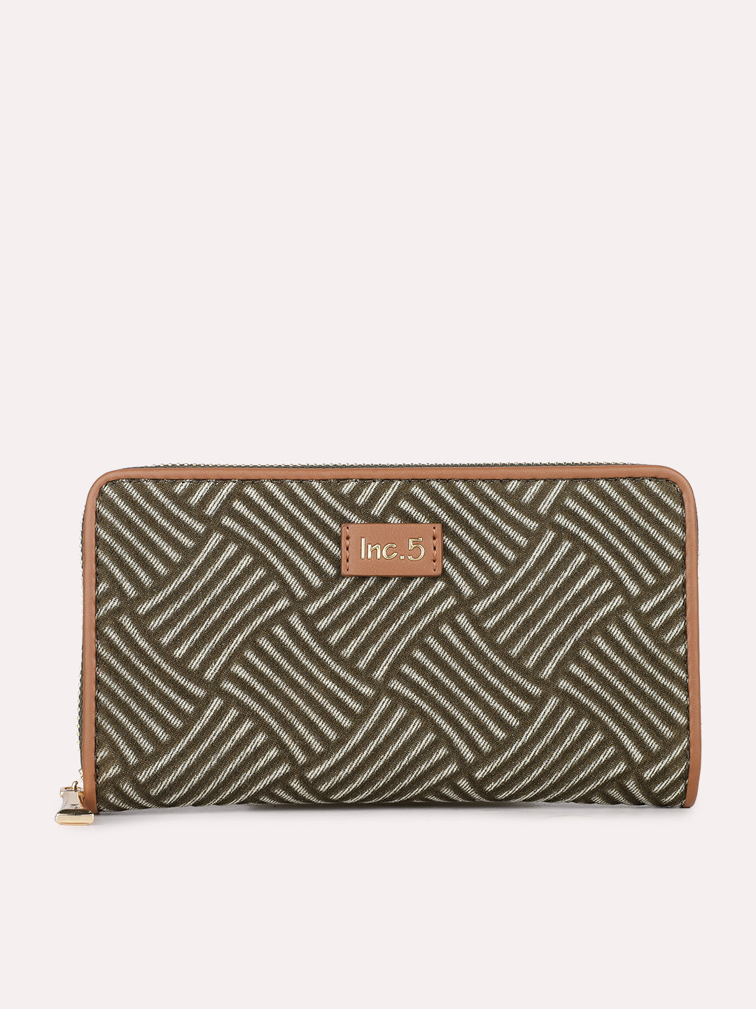 Minimalist Womens Green Party Textured Wallet With Zip Lock