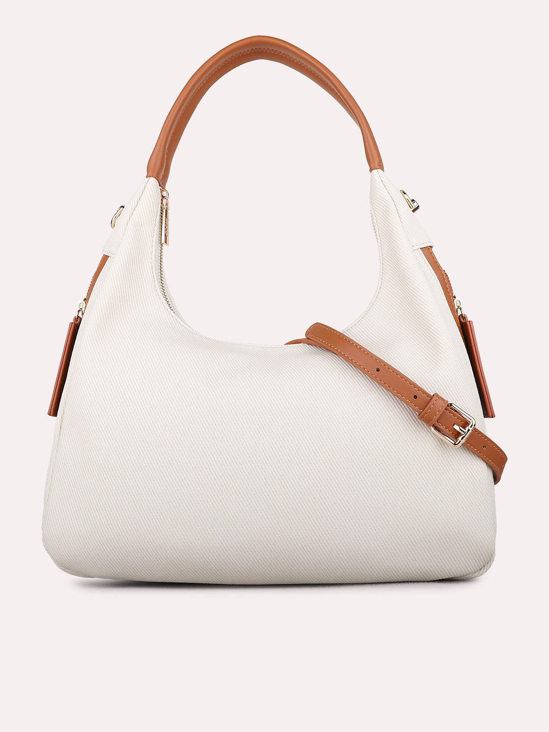 Minimalist Womens Off White Shoulder Bag With Zip Lock For Party Use