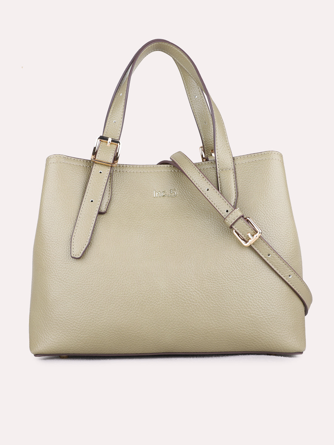 Minimalist Womens Olive Shoulder Bag With Zipper Lock For Casual Use