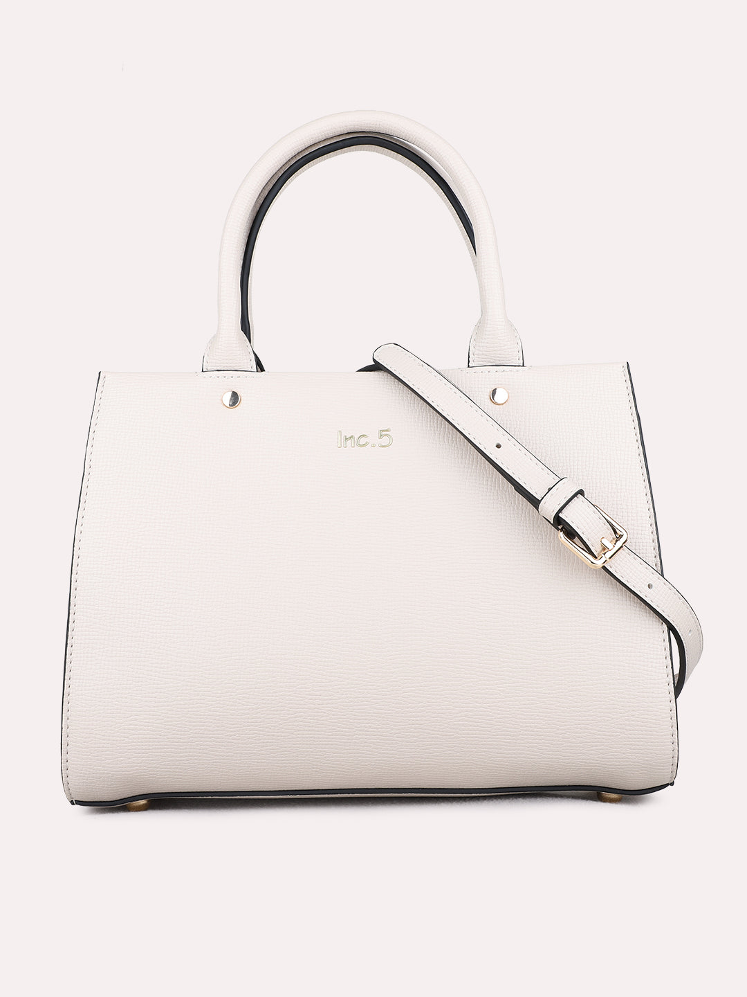 Minimalist Womens Off White Shoulder Bag With Zip Lock For Casual Use